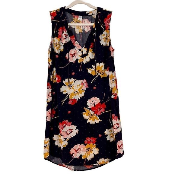 Old Navy Women’s Blue Floral V-Neck Shift Dress Medium - Picture 2 of 11
